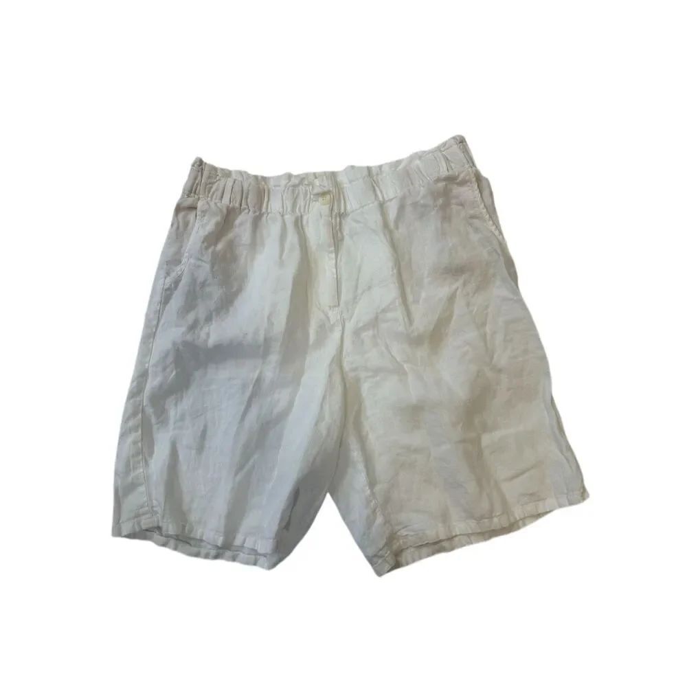 J. Jill White Love Linen Shorts Sz L